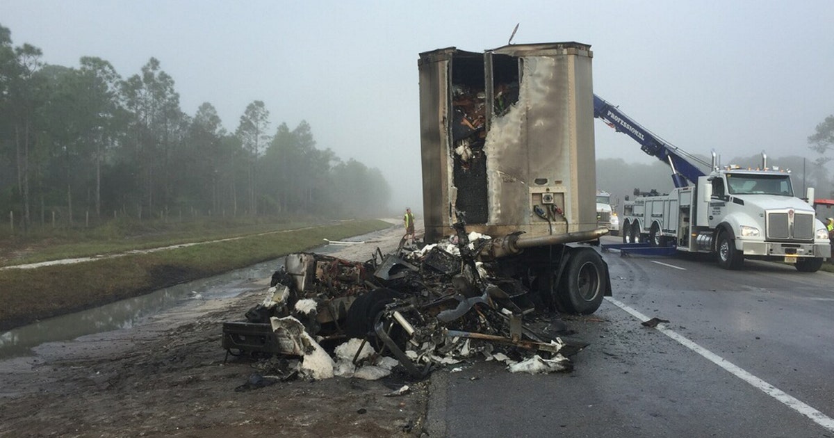 SB I-75 reopens following semi fire near River Rd. | FOX 13 Tampa Bay
