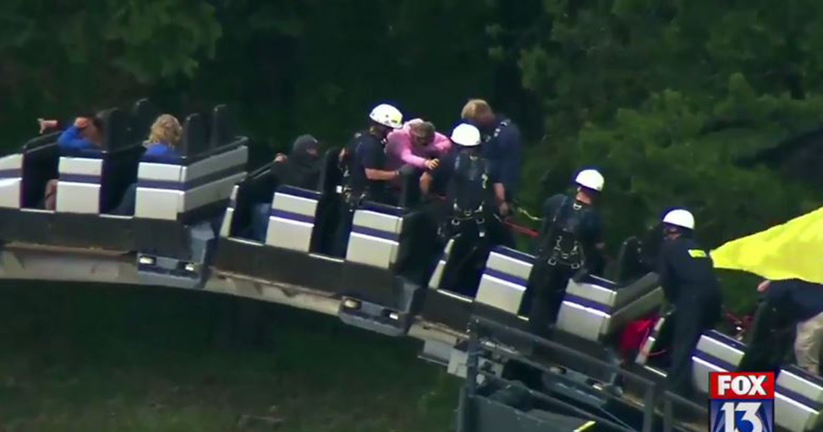 Emergency crews rescue riders stuck on roller coaster | FOX 13 Tampa Bay