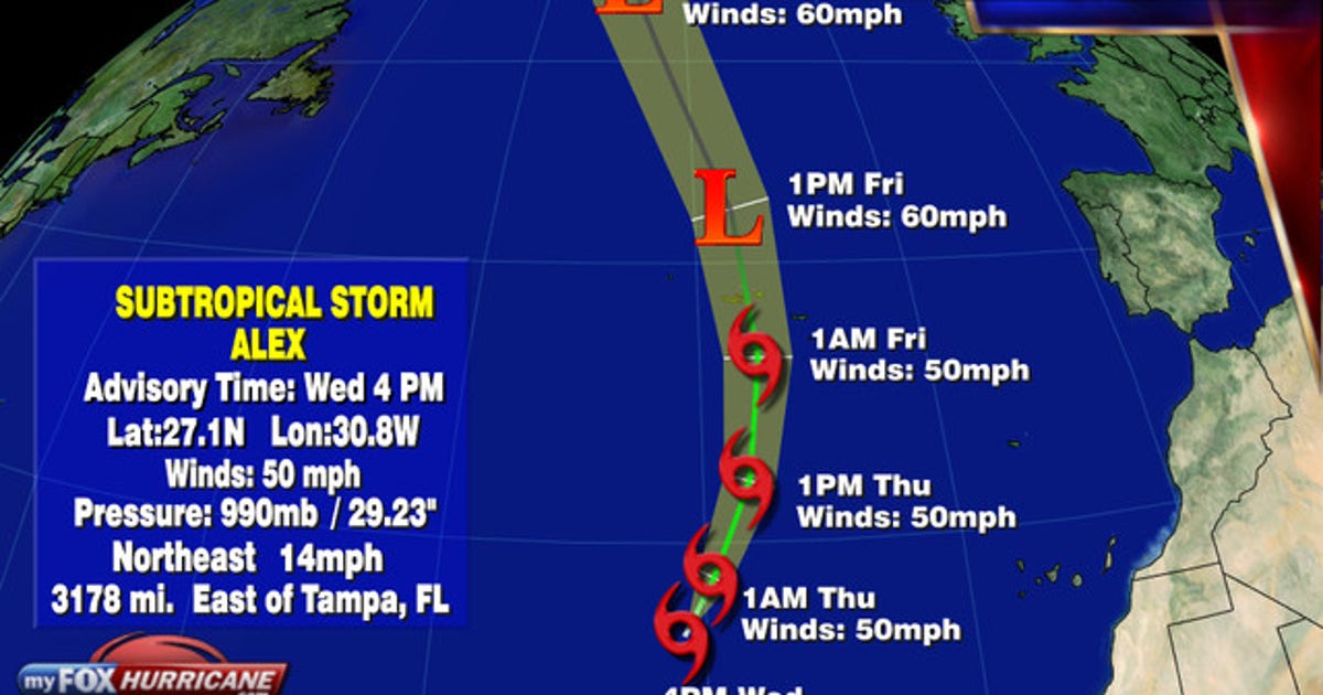 Subtropical Storm Alex forms far out at sea in Atlantic | FOX 13 Tampa Bay