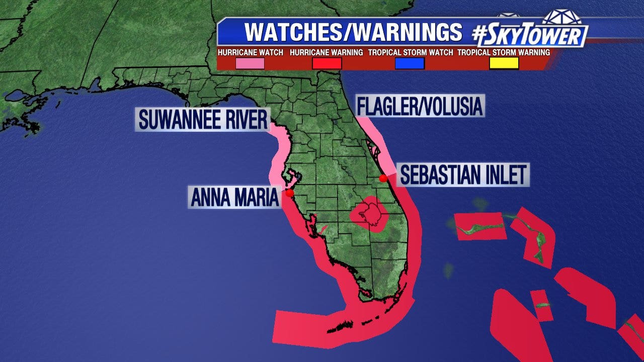 Hurricane watches, warnings issued for parts of Tampa Bay