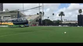 Rowdies use chopper to dry soccer field
