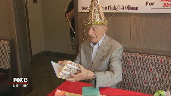 Chick-Fil-A surprises regular customer with 100th birthday party