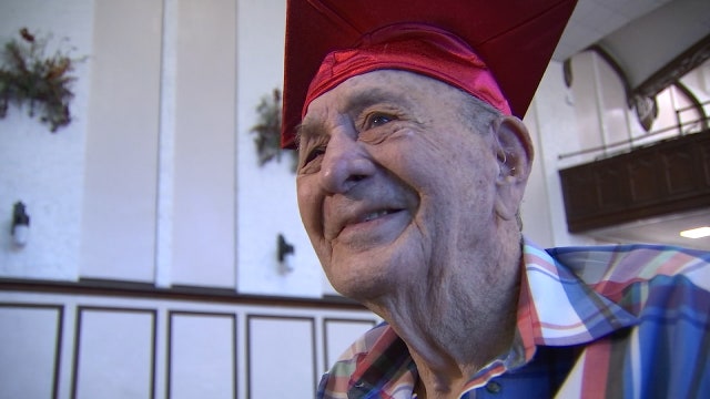 Sent to war before graduation, 95-year-old finally wears cap and gown
