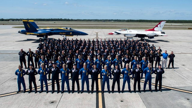 Rare air: Blue Angels, Thunderbirds make joint flight