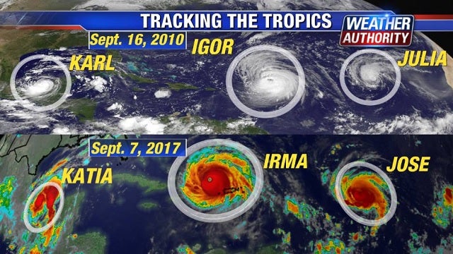 2017 trio of hurricanes closely resembles 2010 storms