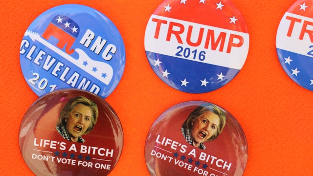 Vulgar anti-Hillary pins a big hit outside Republican National Convention