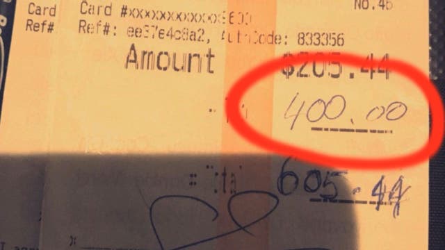 Couple leaves waitress large tip, offers to pay off student loans