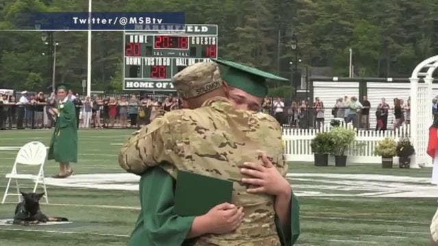 High school grad surprised by return of dad deployed overseas