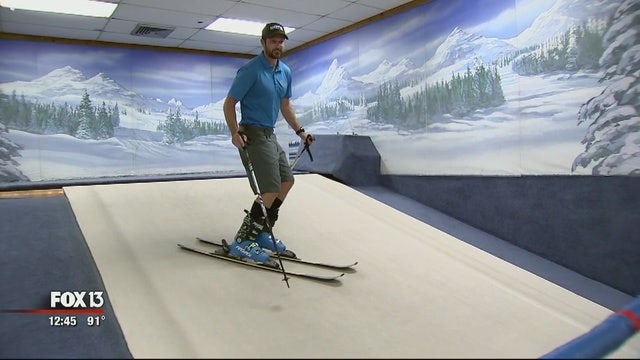 Practice snow skiing inside Pinellas Park shop