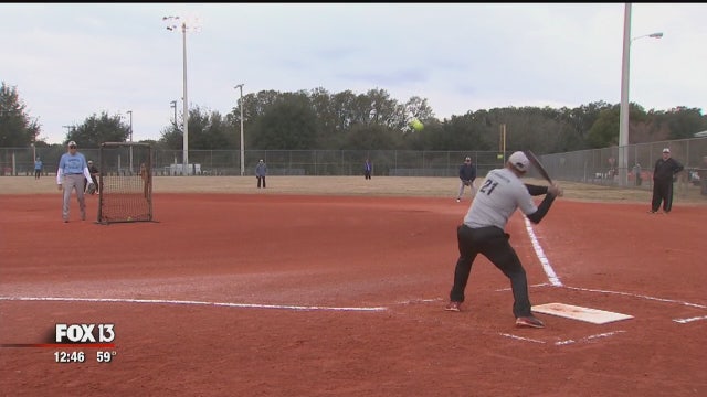 Seniors have a passion for play in weekly softball games