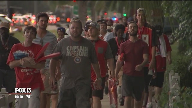 Bucs fan endure another long rain delay