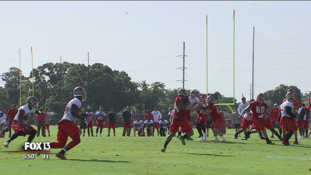 Bucs, fans try to stay cool during training camp