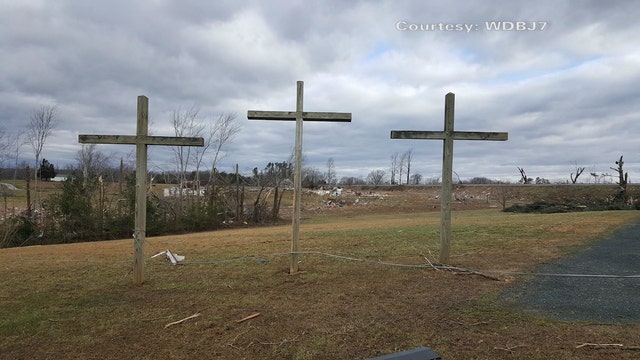 PHOTOS: 3 crosses still standing after deadly Virginia tornado