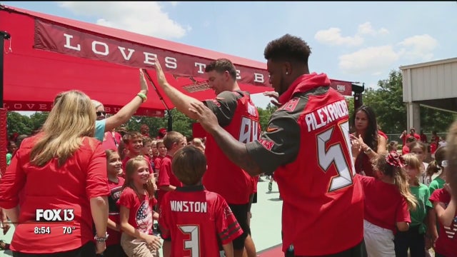 Charley at Raymond James for Bucs' Women of Red