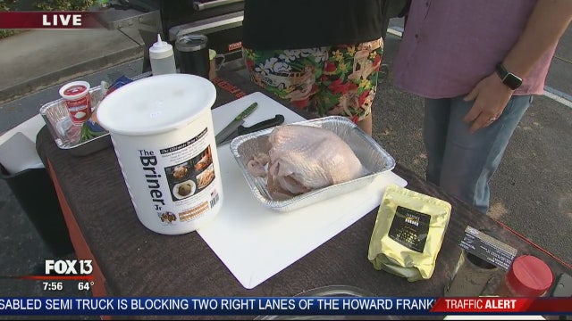 Charley learns how to grill a Thanksgiving turkey