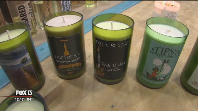 Owners of Tipsy Candle Company turn empty wine bottles into candles
