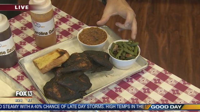 Charley gets a taste of Circle S BBQ