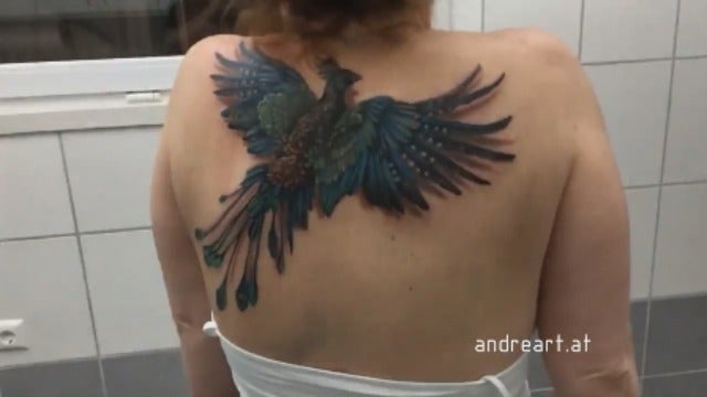 Amazing 'Flying Phoenix' tattoo appears to take flight