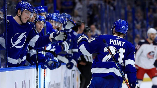 Push for Point: Teammates are also fans of Lightning's leading scorer