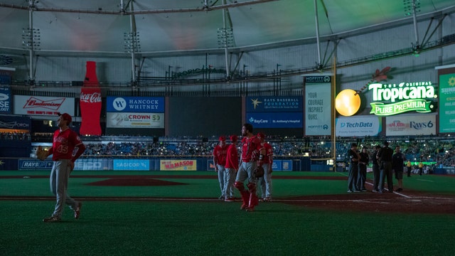 Power outage delays Angels' win over Rays, 5-3