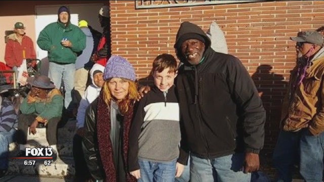 Little boy gives out goody bags to homeless in Clearwater