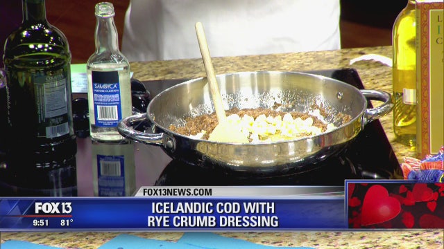 The Love Chef's Icelandic cod with rye crumb dressing