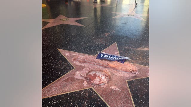 Man with sledgehammer vandalizes Trump's star on Hollywood Walk Of Fame