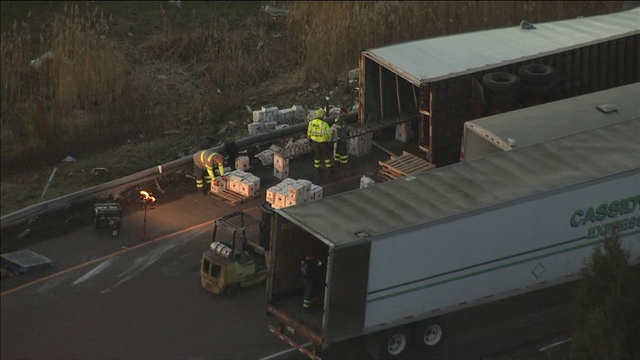 Tractor trailer carrying vodka overturns, closes I-95 ramp