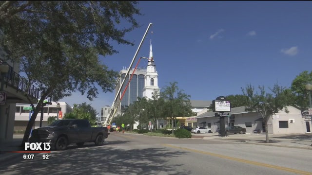 Sarasota church steeple finally being replaced after Irma damage