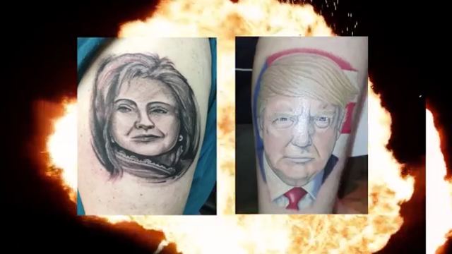 Florida men got Hillary Clinton and Donald Trump tattoos