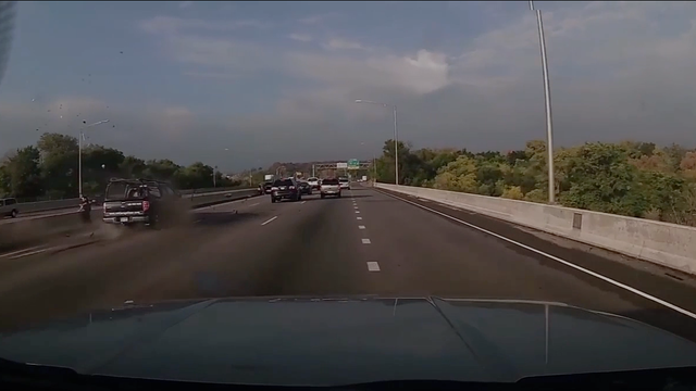 Terrifying dashcam footage of near-miss on highway