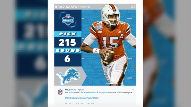 One quarterback just drafted by the Detroit Lions is way less famous than his mom