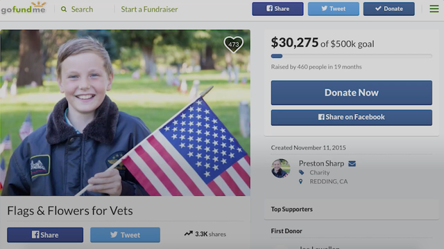 Boy places over 17,500 flags on veterans' headstones