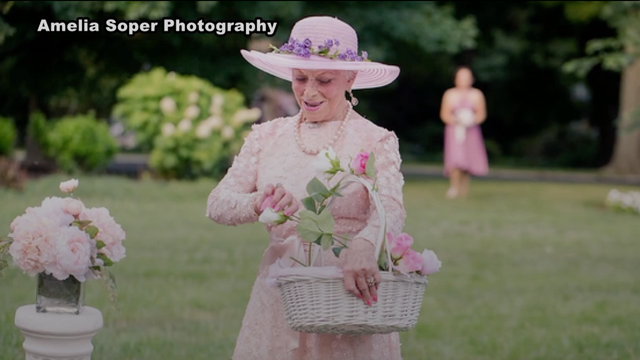 91-year-old woman serves as flower girl at wedding