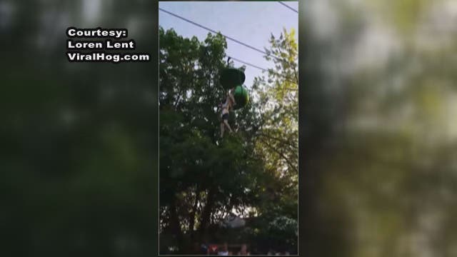 Teen caught after fall from amusement park ride