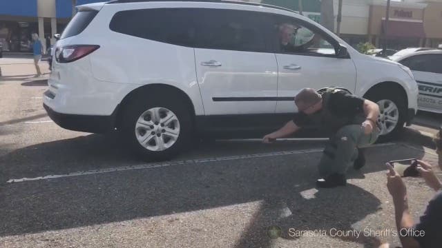 Alligator hides under SUV in Winn Dixie parking lot