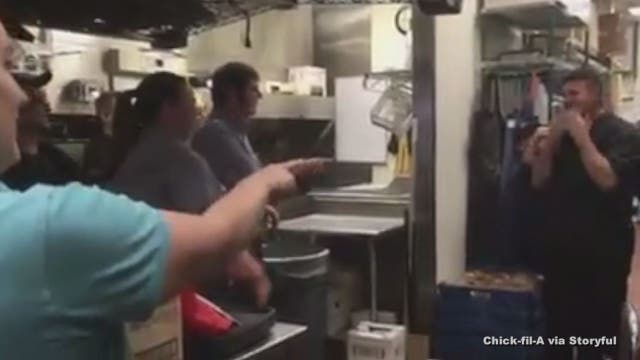 WATCH: Chick-fil-A workers sign 'happy birthday'