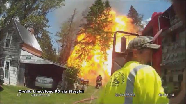 Police body camera shows fiery explosion