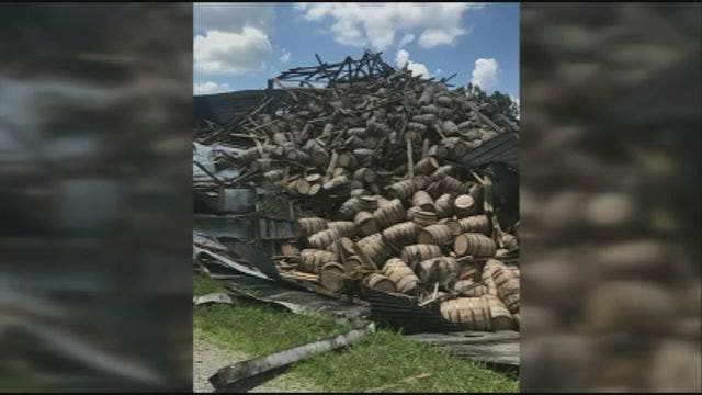 Rest of whiskey storage warehouse collapses in Kentucky