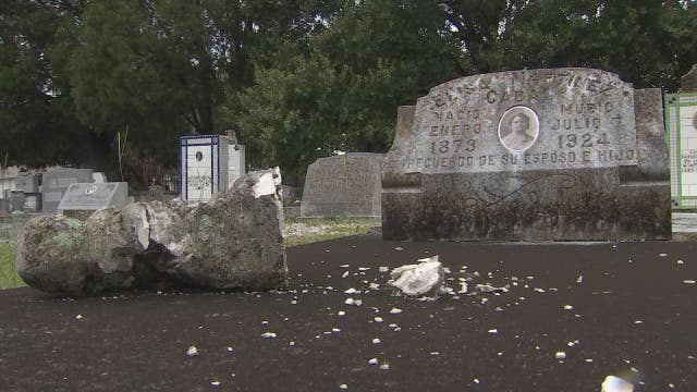 Graves, memorials desecrated by vandals at Centro Espanol cemetery