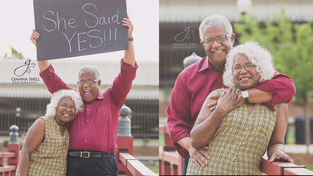 Senior couple's engagement photos are proof that it's never too late to find love