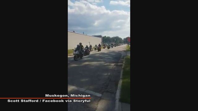 Hundreds of bikers honor dying veteran's wish for one last ride