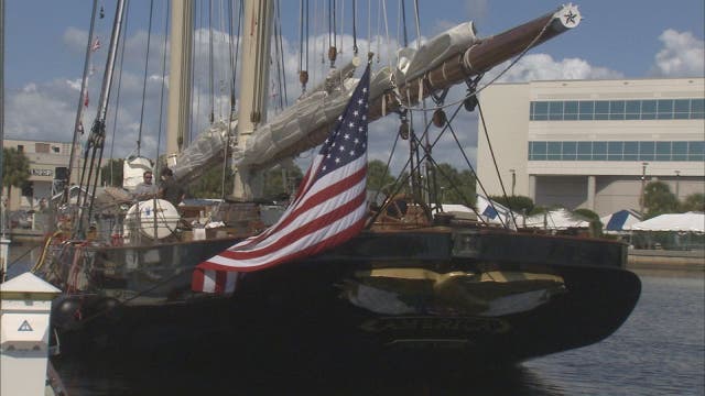 Schooner America replica docked, open for tours in St. Pete