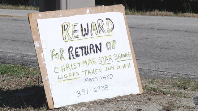 Elderly couple's Christmas lights stolen