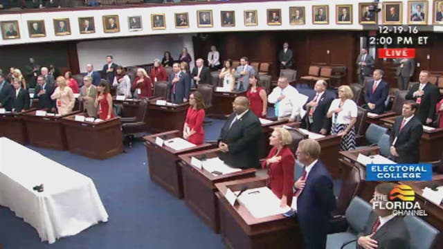 Florida electors go for Trump amid protests