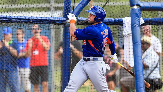 WATCH: Tim Tebow hits home run in first at-bat
