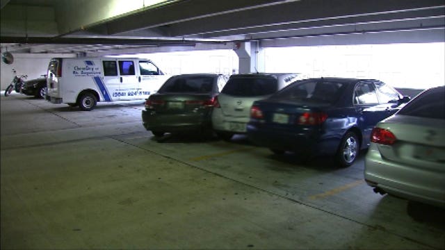 Trail of destruction left in parking garage