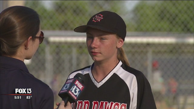 Tampa girl plays softball, baseball; pitches and catches