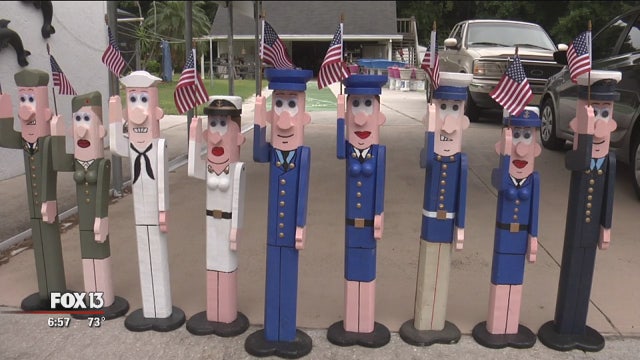 Veteran makes wooden statues for other vets
