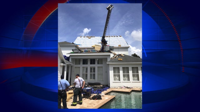 Crane crashes through Baldwin Park home, splitting it open